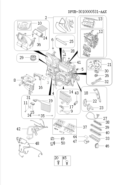 Front internal air conditioning components   24