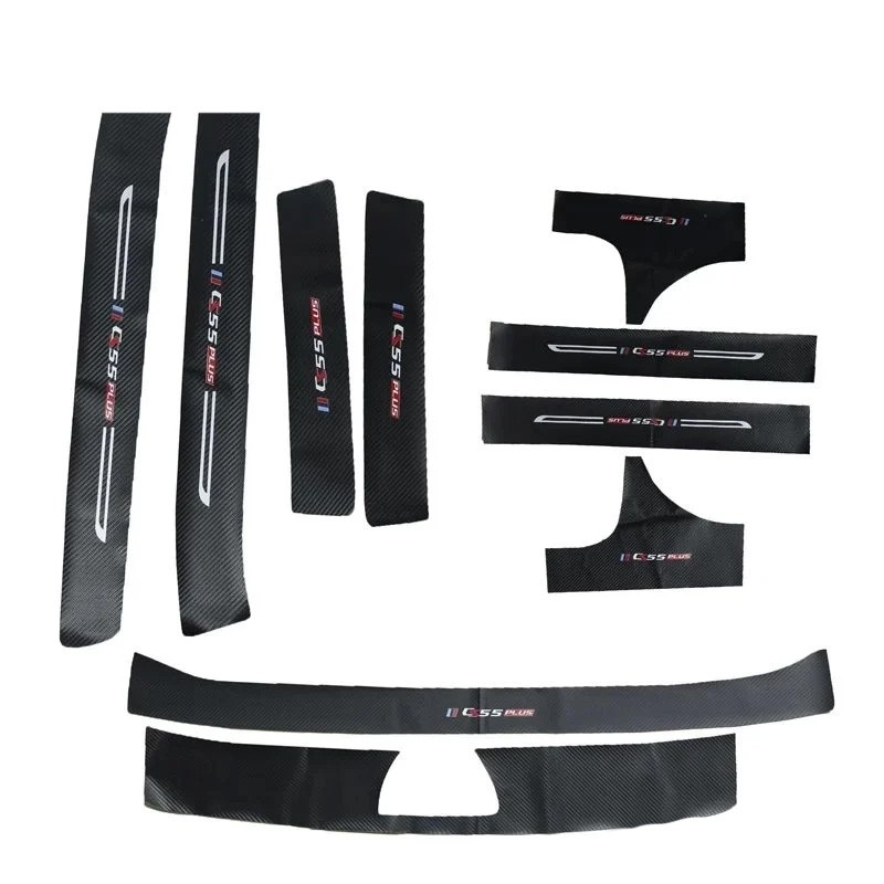 Changan Cs55 Plus 2022-2023 Carbon Fiber Patterned Car Door Sill Strip Prevent Kicking Dirt Auto Cushion Supplies