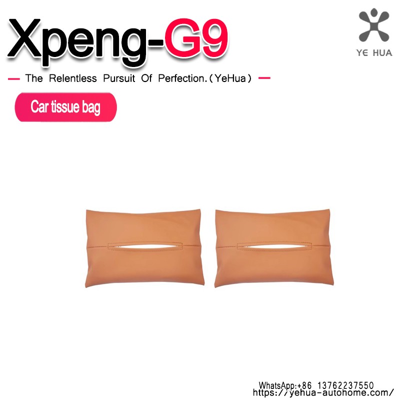 For Xpeng G9 2023-2025 Car Tissue Box Leather Toilet Paper Holder Seat Back Tissue Organizer Bag