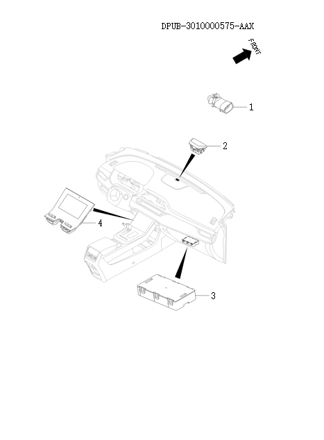 Front internal air conditioning control component   108