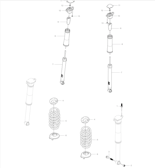 SC3E-03012 Rear stabilizer bar and shock absorber assembly