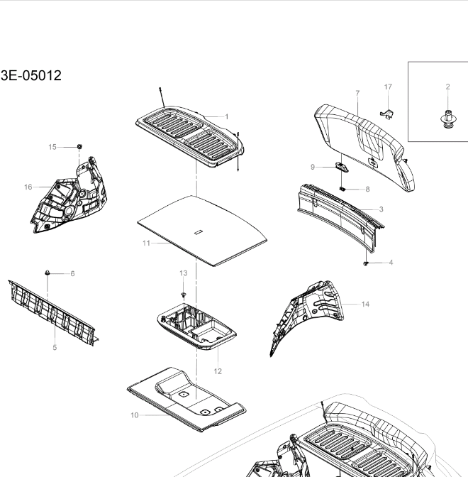 SC3E-05012 Rear Panel and Luggage Interior