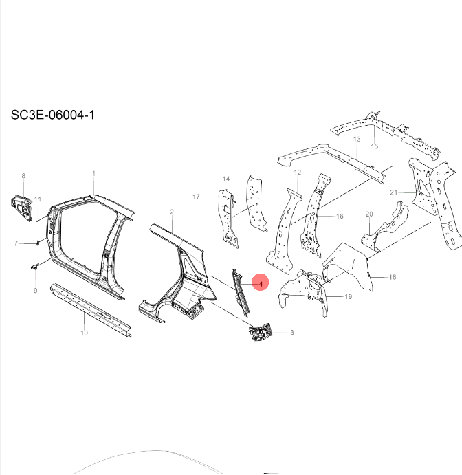 SC3E-06004-1 Side Wall Disassembly Component