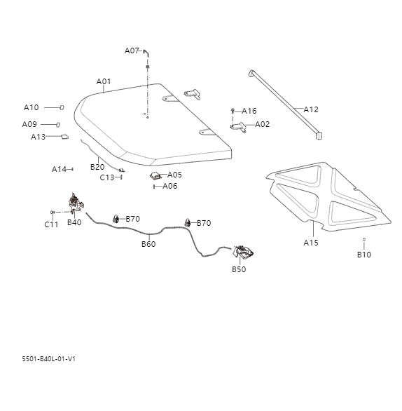 Engine hood and hinge5501